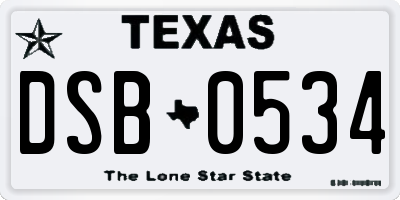TX license plate DSB0534