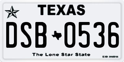 TX license plate DSB0536