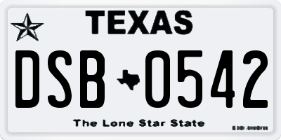 TX license plate DSB0542