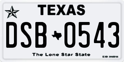 TX license plate DSB0543