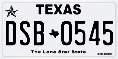 TX license plate DSB0545