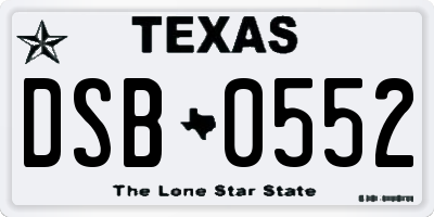 TX license plate DSB0552