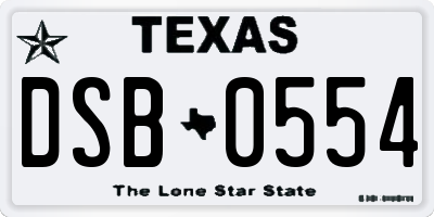TX license plate DSB0554