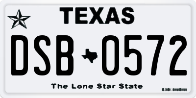 TX license plate DSB0572