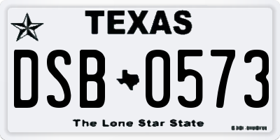 TX license plate DSB0573