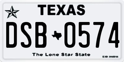 TX license plate DSB0574