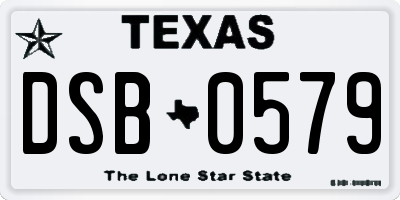 TX license plate DSB0579