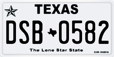 TX license plate DSB0582