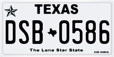 TX license plate DSB0586
