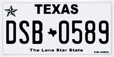 TX license plate DSB0589