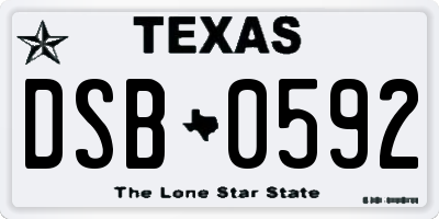 TX license plate DSB0592