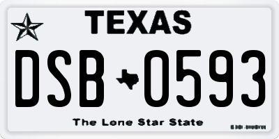 TX license plate DSB0593