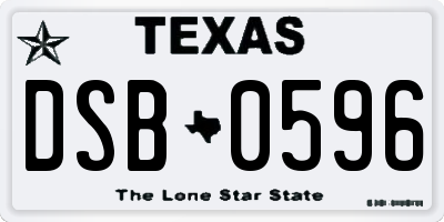 TX license plate DSB0596