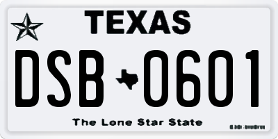 TX license plate DSB0601