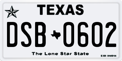 TX license plate DSB0602