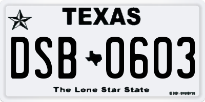 TX license plate DSB0603