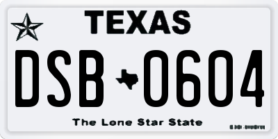 TX license plate DSB0604