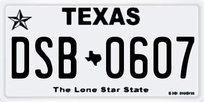 TX license plate DSB0607
