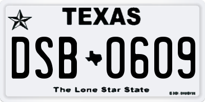 TX license plate DSB0609
