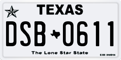 TX license plate DSB0611