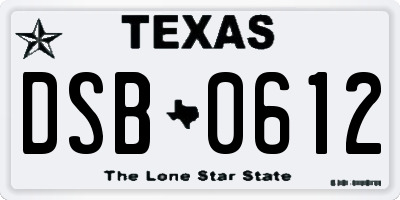 TX license plate DSB0612