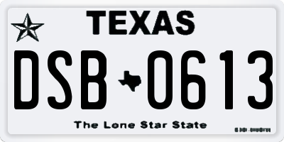 TX license plate DSB0613