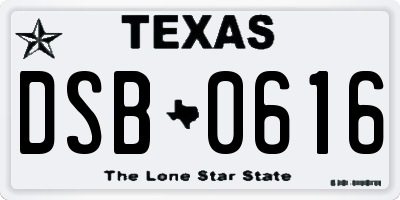TX license plate DSB0616
