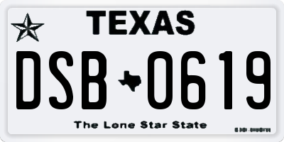 TX license plate DSB0619