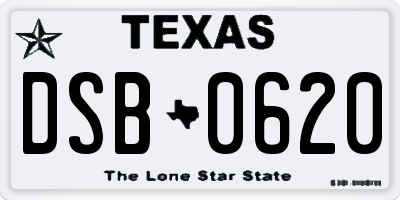 TX license plate DSB0620