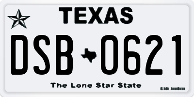 TX license plate DSB0621