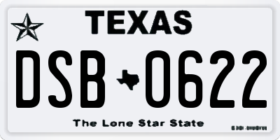 TX license plate DSB0622
