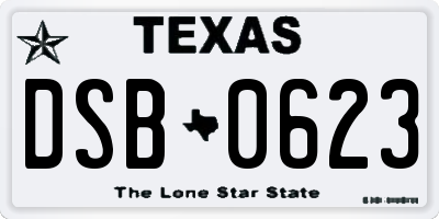 TX license plate DSB0623