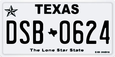 TX license plate DSB0624