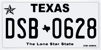 TX license plate DSB0628
