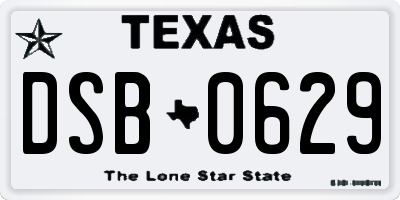 TX license plate DSB0629