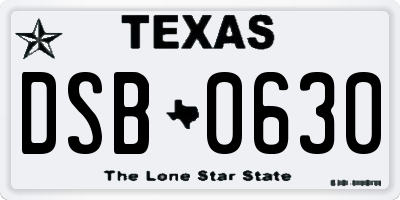 TX license plate DSB0630