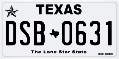 TX license plate DSB0631