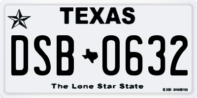 TX license plate DSB0632