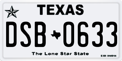 TX license plate DSB0633