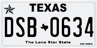 TX license plate DSB0634