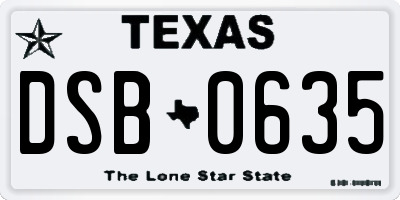 TX license plate DSB0635