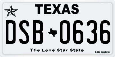 TX license plate DSB0636