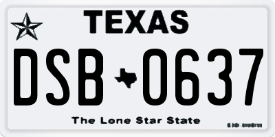 TX license plate DSB0637