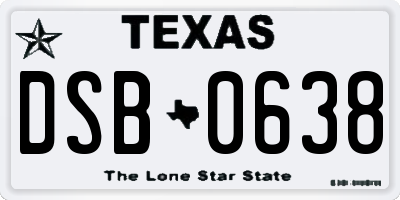 TX license plate DSB0638