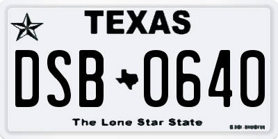 TX license plate DSB0640