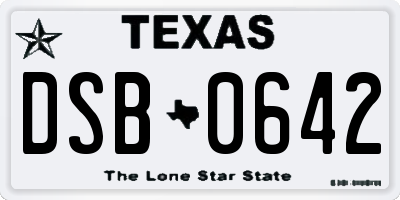 TX license plate DSB0642