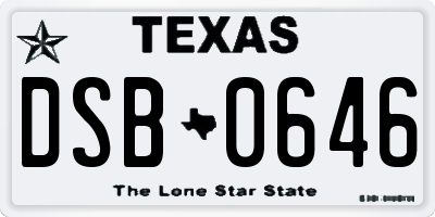 TX license plate DSB0646