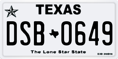 TX license plate DSB0649