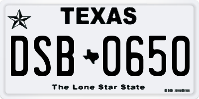 TX license plate DSB0650