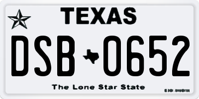 TX license plate DSB0652